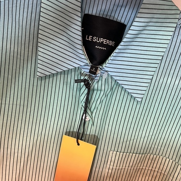 LE SUPERBE rainbow stripe girlfriend cover up midi shirt dress with belt new - Picture 7 of 9